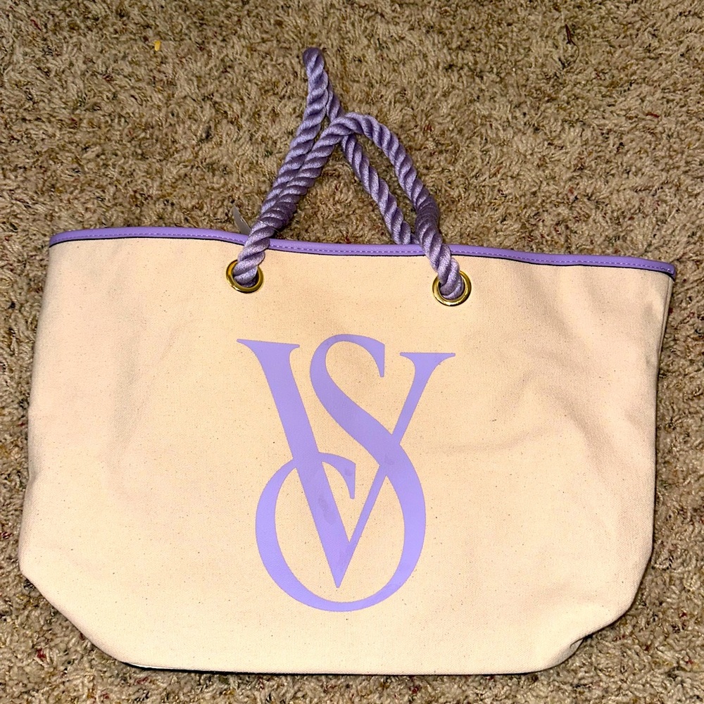 NWT LAVENDER purple 💜 Victoria’s Secret tote bag purse rope